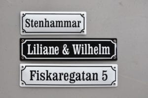 Namnskylt för ett namn eller två eller längre namn