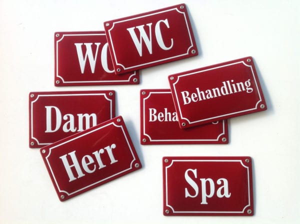 Skillinge Emalj röda för behandling och spa